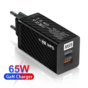 65W GaN充电器PD 4.0 QC 3.0快速原装多USB手机充电器QC3.0壁式USB C型GaN充电器