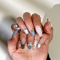 VENTES CHAUDES Faux Ongles en Acrylique Faits Main sur Mesure, Couverture Complète Style Cercueil, Pré-conçus, Certifiés CE