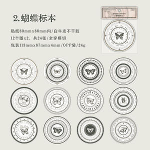 24 pegatinas por paquete, serie Time Story, troquelado con borde circular, <span class=keywords><strong>cuenta</strong></span> manual, libre para combinar con 6 materiales diferentes - Product Image 6