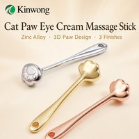 Kinwong OEM Bâton de massage oculaire double face en alliage de zinc 3D Patte de chat, outil de beauté pour lifting du visage, décongestionnant et compresse froide