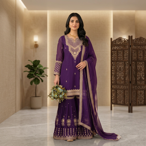 Ensemble coordonné de luxe ethnique bleu pastel : longue robe, pantalon et dupatta – Vêtements traditionnels islamiques pour femmes de Dubaï – Vente en gros pour boutiques - Product Image 1