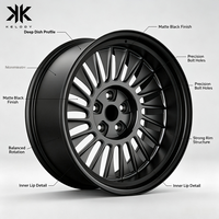 Jantes forgées en alliage d'aluminium noir mat, nouveau design à profil profond, 6061 T6, 20 rayons, type turbine, légères et performantes, 18, 19, 20, 22 pouces