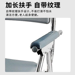 Foldable Stainless Steel Commode <b>Chair</b> With Non Slip <b>Pads</b> For Elderly And Disabled Hospital Use - Product Image 3