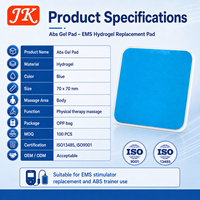 Électrodes de gel hydrogel EMS Jinke 70x70mm réutilisables pour entraîneur abdominal, auto-adhésives, pour masseur corporel TENS abdominal, vente en gros