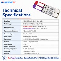 Módulo Transceptor Óptico de Fibra QSFP28 100G BIDI 10KM 20KM 40KM 80KM PAM4 SMF Compatible con H3C/Juniper
