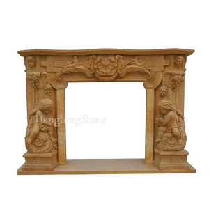Estatua de Ángel Pequeño Tallada a Mano en Mármol Amarillo Antiguo para Decoración del Hogar, Adorno para Chimenea - Product Image 1