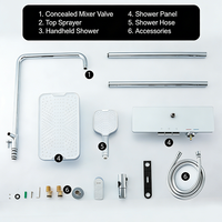 Colonne de douche thermostatique GAPPO Chrome carrée en laiton pour salle de bain avec système de pluie