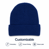 Bonnet en tricot gaufré haute densité avec logo personnalisé, double couche, revers plié, chaud pour l'hiver, élastique, pour fournisseur de chapeaux en gros