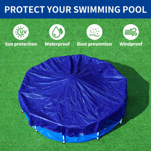 Round PE Pool Cover 65g Blue Black Durable <b>Waterproof</b> <b>Sunscreen</b> Dustproof Outdoor Use - Product Image 2