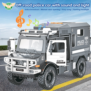 Nueva popularidad, modelo de autobús urbano para niños, coche de música ligera, juguetes, coche de policía, lancha rápida remolcada, juguete de inercia de doble puerta - Product Image 2