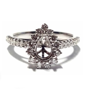 Bague de fiançailles et de mariage classique en or blanc 18 carats avec diamant véritable taille brillant, semi-monture, bijoux, en promotion à Hong Kong - Product Image 1