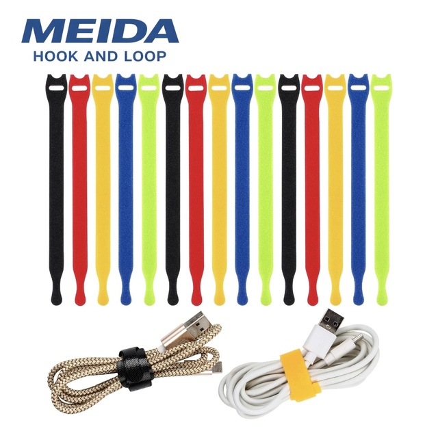 OEM Available Bulk Mixed Color Cable Ties 100pcs Pack Eco-Friendly Self-Adhesive Nylon Hook and Loop for Wire Bundling