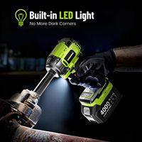 Llave de Impacto sin Escobillas de 21V, Alto Torque, Martillo Doble de 1/2 Pulgada, 800Nm, Batería de 4.0Ah, CE, Kit de Alta Resistencia