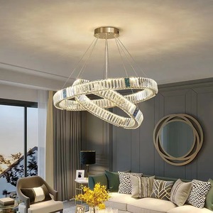 Cercle créatif rond Led pendentif lumière salon salle à manger Dimmable cristal anneau lustre - Product Image 4