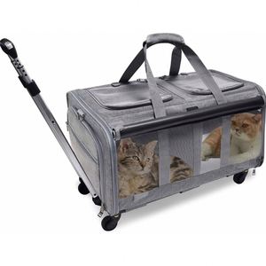 Transportín para perros aprobado por la aerolínea de viaje rodante, transportador de mascotas con ruedas, transportador de mascotas con ventilación de malla transpirable - Product Image 1