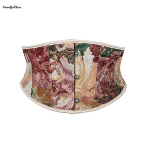 Corsé con aros para mujer, tallas grandes, de 15.5 cm de altura, con cierre frontal y atado en la espalda, cinturón tipo waspie, transpirable, con cintura de encaje. - Product Image 2