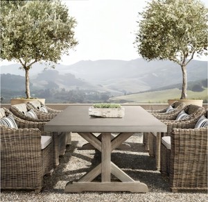 Restaurant <span class=keywords><strong>de</strong></span> style rural mobilier <span class=keywords><strong>de</strong></span> salle à manger d'extérieur <span class=keywords><strong>plateau</strong></span> en béton base en bois <span class=keywords><strong>de</strong></span> teck <span class=keywords><strong>table</strong></span> <span class=keywords><strong>de</strong></span> <span class=keywords><strong>jardin</strong></span> extérieure - Product Image 2