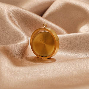 Colgante de acero inoxidable chapado en oro de 18 quilates, 20mm, soporte hueco, accesorios de piedras preciosas, Base redonda - Product Image 2