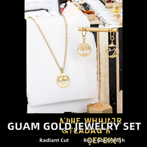 Conjunto de Collar y Aretes de Acero Inoxidable con Baño de Oro de 14K y Diseño de Cocotero, Resistente al Agua, Chapado en Oro de 24K, Regalo de Navidad para Venta al por Mayor - Product Image 3