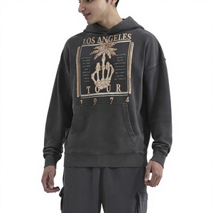 100% Cotton Acid Washed Heavyweight 450 GSM Customized Brand Logo <b>Hoodies</b> for <b>Men</b> Multi-Color Oversized Graphic Printed OEM Made - Product Image 2