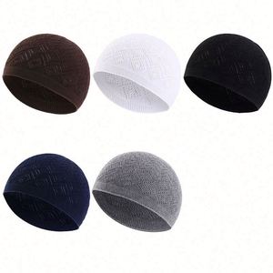 Nuevo Gorro Kufi Musulmán Tejido con Diseño Calado para Unisex, Color Sólido, Elástico, Transpirable, Gorro Quirúrgico, Turbante, Uso en Exteriores - Product Image 2