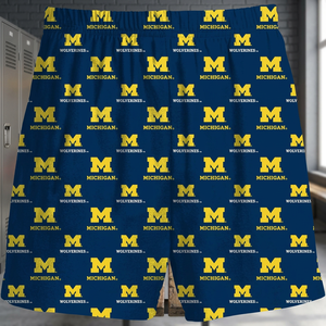 Short de pyjama pour homme Wolverines, en coton doux tricoté à 100 %, bleu, grande taille, imprimé intégral, bas de pyjama - Product Image 2