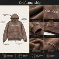 Sweat à capuche en molleton 100 % coton de haute qualité, logo personnalisé, marron délavé, épaules tombantes, style streetwear, fabricant OEM ODM