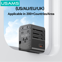 USAMS CC309 Wontravel Pengisi Daya Dinding Internasional Dual Type C Adaptor Perjalanan Multifungsi Pengisi Daya All in One Adaptor Perjalanan