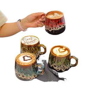 Wholesale 12 oz Ceramic Coffee <b>Mug</b> Handmade Light Luxury Retro Style Dishwasher Microwave Safe <b>Large</b> Capacity Stylish Texture - Product Image 1