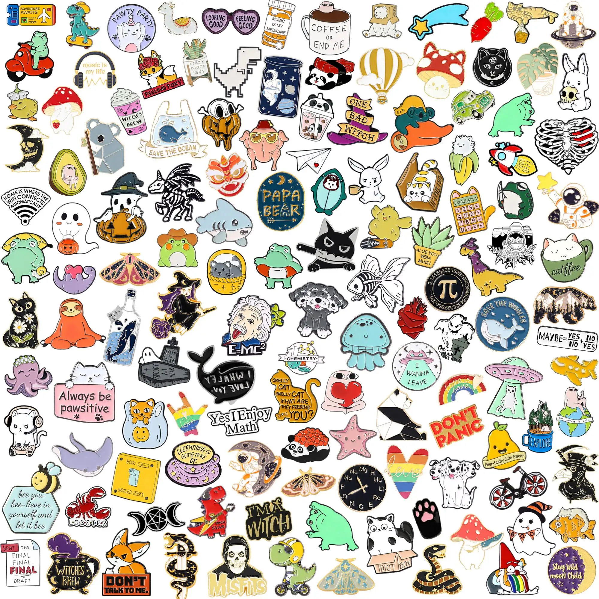 Assorted badges brooch bulk funny button set lapel custom soft enamel metal cartoon pin for backpack cloths