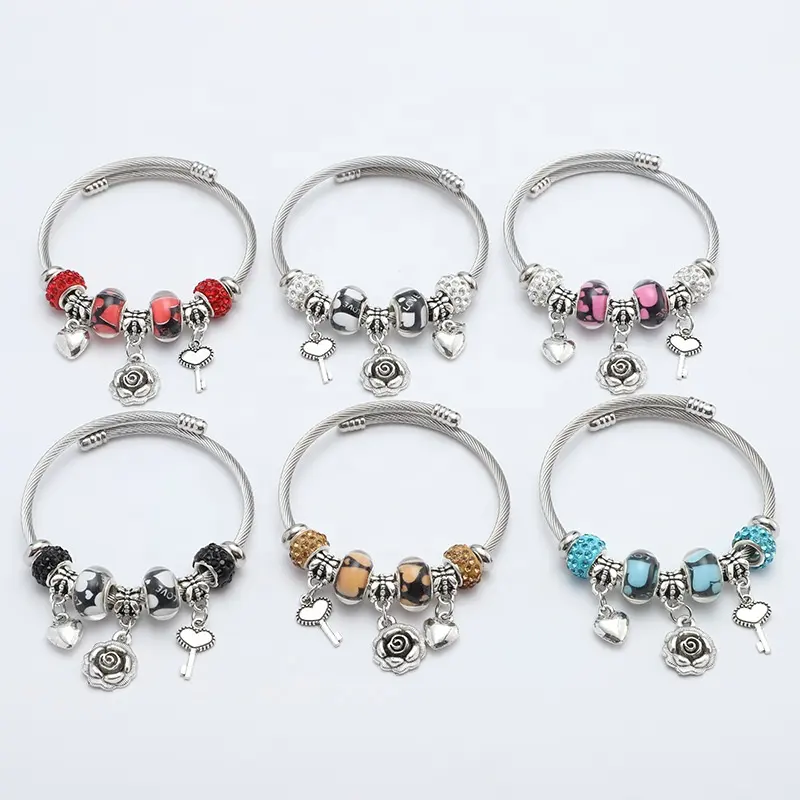 Corde et perles gravées en acier inoxydable pour femmes, bijou de bracelet ajustable, tendance, nouvelle collection 2022