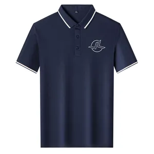 Camisa polo masculina de seda, camiseta com manga curta e confortável, slim fit, com o mesmo estilo, camiseta polo simples, top