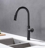 Robinet d'évier de cuisine commercial avec pulvérisateur extractible à poignée unique Style industriel Noir mat