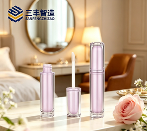 Round Pink <b>Lip</b> Gloss Tube With Clear Outer Tube Customizable <b>Lip</b> Glaze Container ODM Empty Plastic Cosmetic Packaging - Product Image 6
