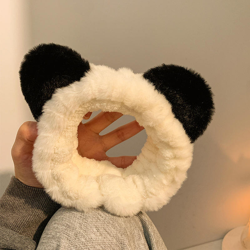 Wholesale Cute Cartoon Plush Panda Headband for Facial Mask, Wide-brimmed Hairband for Female Internet Celebrity Hair Claws