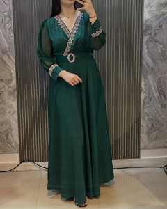 Robe musulmane décontractée pour femmes, style Dubaï, abaya, robe longue en denim avec strass, grande taille, activités ethniques, travail, Moyen-Orient - Product Image 5