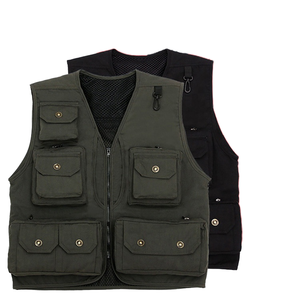 Rompi fotografi banyak saku kanvas luar ruangan kustom cetak logo rompi memancing klip pakaian kustom - Product Image 3