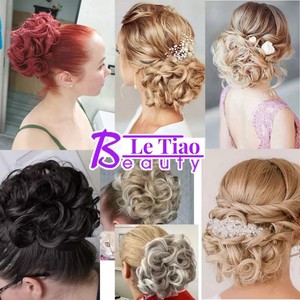 Mujeres postizo plato rizado moño Updo peines de extensión de Peine en pieza de cabello moño desordenado <span class=keywords><strong>Scrunchie</strong></span> cola de caballo - Product Image 3