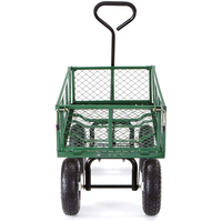 Chariot utilitaire robuste Wagon de jardin à benne basculante en acier grillagé Chariot à benne basculante amovible Côtés en maille 4 roues Wagon de jardin