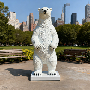 Escultura de Oso Polar de Dibujos Animados de Fibra de Vidrio de Gran Tamaño, Escultura de Resina de <span class=keywords><strong>Animal</strong></span> Ártico de Tamaño Real, Modelos Temáticos para Exhibición - Product Image 4