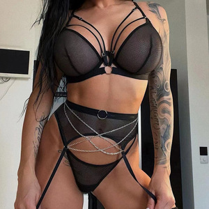 Lingerie Sexy da <span class=keywords><strong>Donna</strong></span> in Rete con Inserti in Catena, Intimo Modellante, Marca Black Wolf, Taglie S-XL - Product Image 2