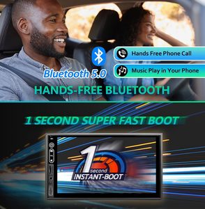 Автомагнитола Double Din с беспроводным Apple CarPlay и Android Auto - 7-дюймовый сенсорный экран, <span class=keywords><strong>Bluetooth</strong></span>, AUX, FM-радио - Product Image 5
