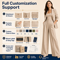 Pantalon de costume large sur mesure pour femme, pantalon ample pour femme, usine OEM ODM, fabricant de vêtements décontractés haut de gamme à marque privée