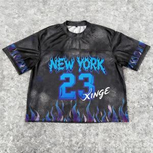Camiseta Deportiva de Malla Holgada para Hombre, Estilo Urbano Americano, Tendencia 2026, Personalizable con Nombre de Equipo, Diseño Nueva York - Product Image 1