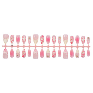 30 <span class=keywords><strong>faux</strong></span> <span class=keywords><strong>ongles</strong></span> <span class=keywords><strong>avec</strong></span> colle gelée, motif fleur et coquillage, style français amande, couvrance totale, capsules 3D à presser - Product Image 4