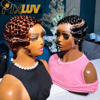 Perruques Bob en gros, cheveux humains, perruque Lace Front coupe Pixie, sans colle, pré-épilée, couleur marron, cheveux brésiliens bouclés courts de Birmanie