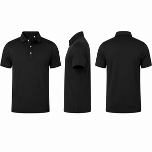 Camiseta de Polo de Golf Negra para Hombre, Manga Corta, Ropa Deportiva de Alto Rendimiento, Secado Rápido, Transpirable, Elástica, Informal, para Exteriores, Disponible en Stock - Product Image 5
