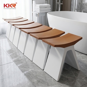 Modern Curved Wooden Top <strong>Bathroom</strong> <strong>Stool</strong> Solid Surface Waterproof Shower <strong>Stool</strong> - Product Image 5