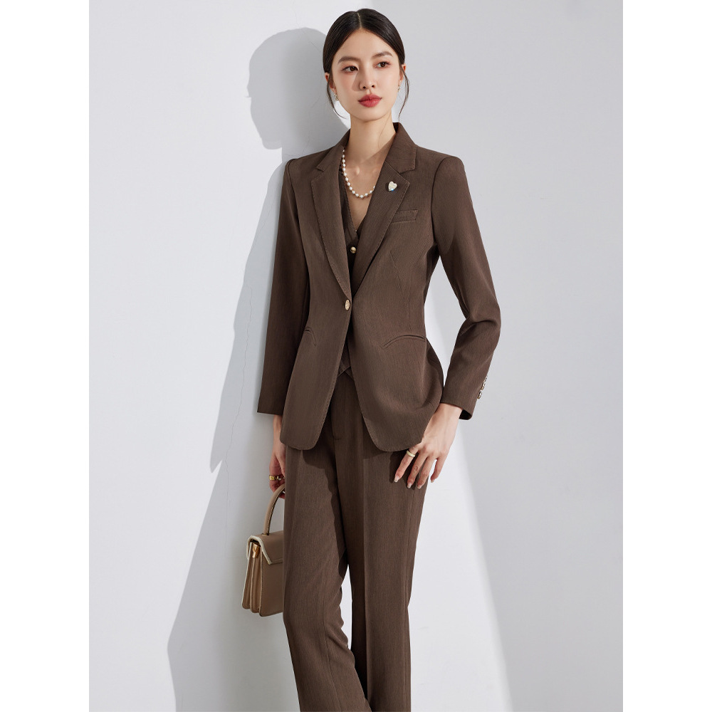 brown suit