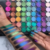 Palette de fards à paupières à paillettes pressées végétaliennes avec logo personnalisé Ombre à paupières caméléon scintillante en finition poudre Marque propre